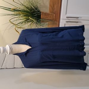 Dark Teal Roll-Tab Sleeve Blouse, Size Medium